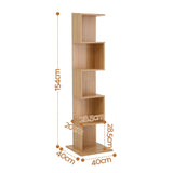 Artiss 5 Tiers Bookshelf S-shaped Bookcase Oak
