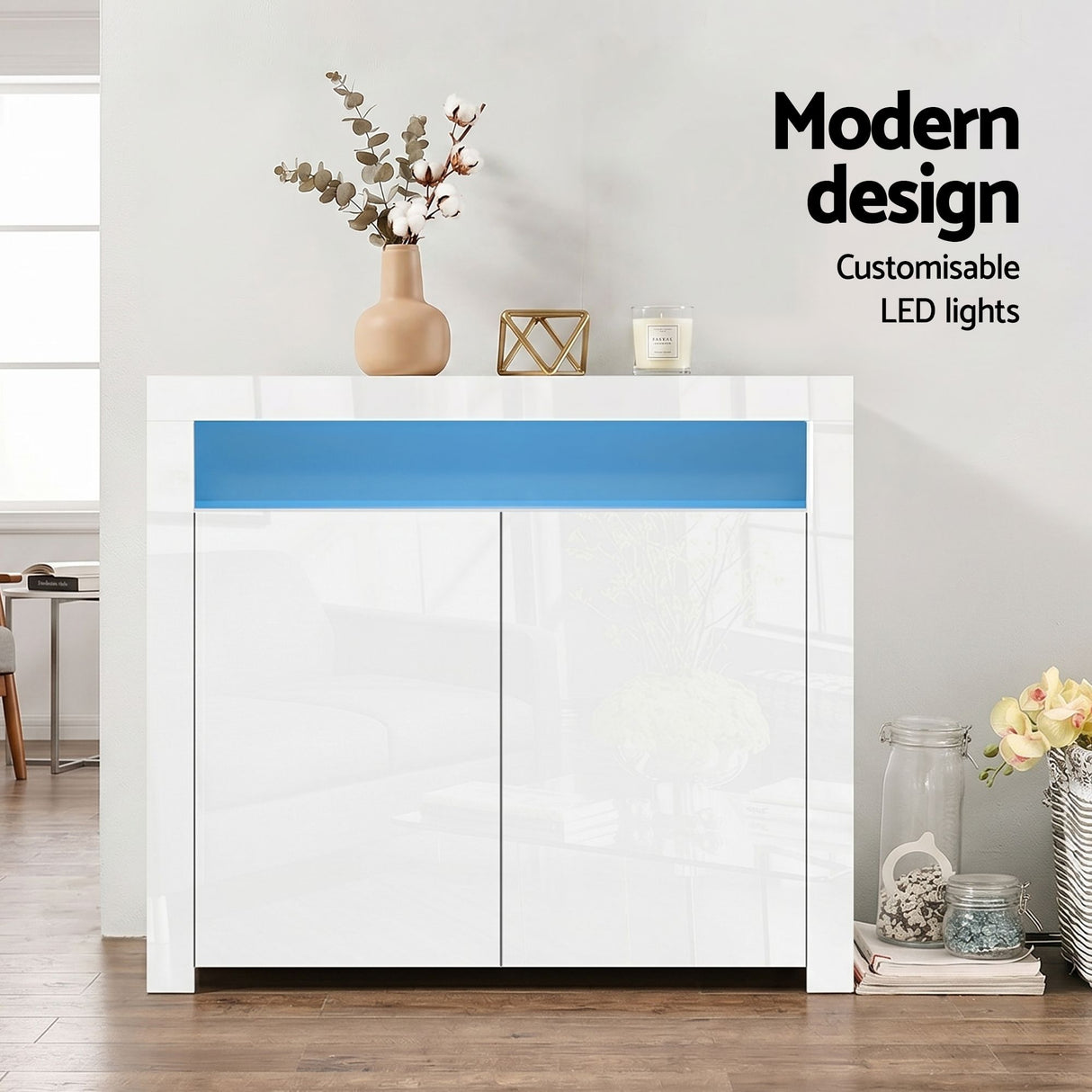Monash Buffet Sideboard, White 2pcs