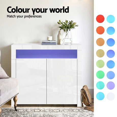 Monash Buffet Sideboard, White 2pcs