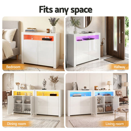 Monash Buffet Sideboard, White 2pcs