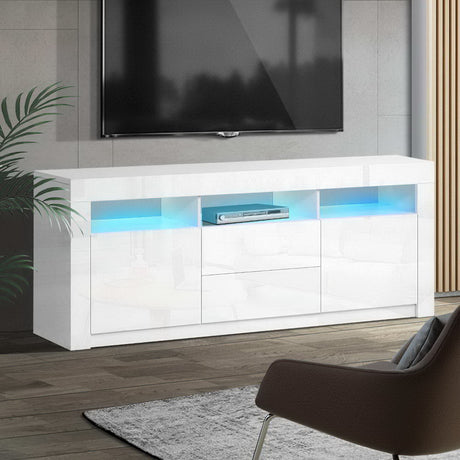 Artiss Anna 160cm White LED Entertainment Unit — 20 Colours and 5 Effects — Allure Home Collections
