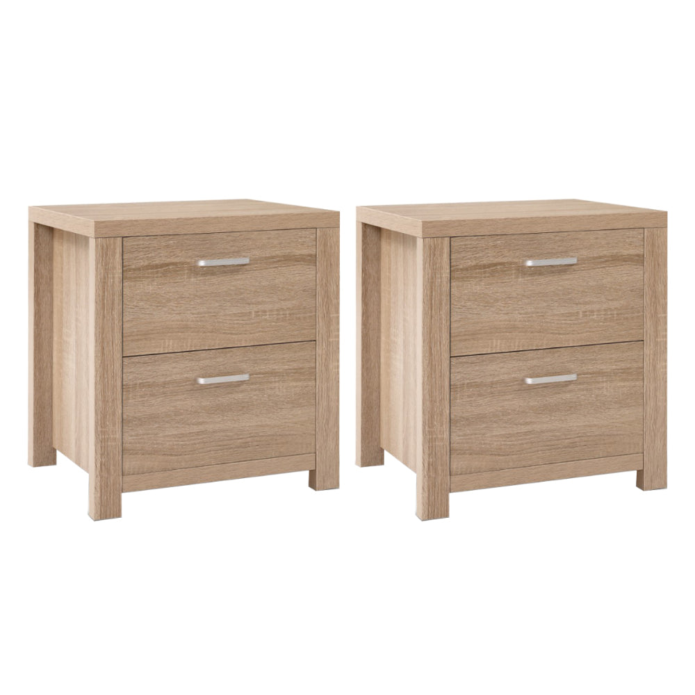 Wollongbar 2 Drawer Bedside Table, Pine 2pcs