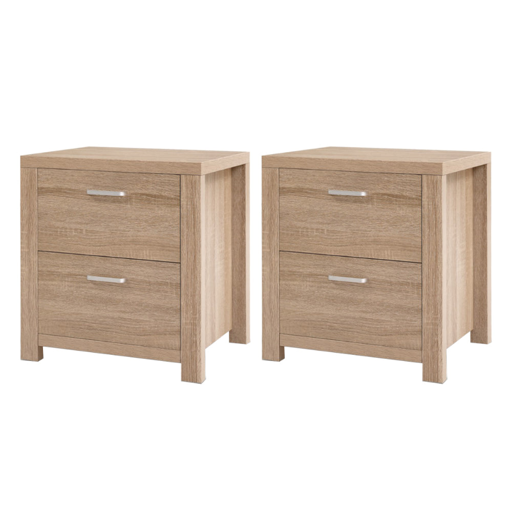 Wollongbar 2 Drawer Bedside Table, Pine 2pcs
