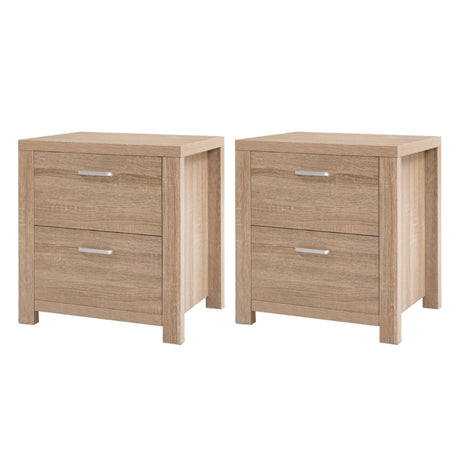 Wollongbar 2 Drawer Bedside Table, Pine 2pcs