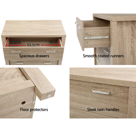 Artiss MAXI 5-Drawer Tallboy in Pine — Allure Home Collections