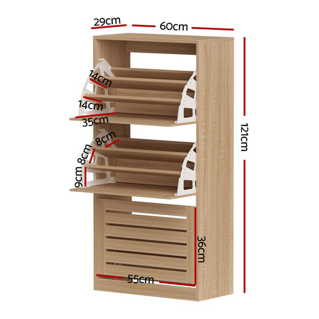 Streatham Flip Drawer Shoe Cabinet, Pine 2pcs