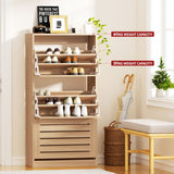 Streatham Flip Drawer Shoe Cabinet, Pine 2pcs