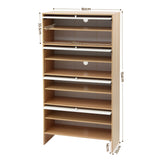 Navarre 8 Tier Narrow Shoe Cabinet, White and Pine image 3