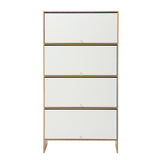 Navarre 8 Tier Narrow Shoe Cabinet, White and Pine image 4