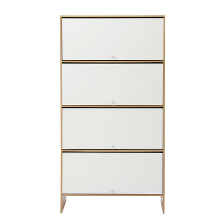 Navarre 8 Tier Narrow Shoe Cabinet, White and Pine image 4