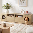 Hobart pine 185cm TV unit with built in cat house in a modern living room