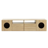 Hobart pine 185cm TV unit with built in cat house in a modern living room