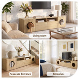 Hobart pine 185cm TV unit with built in cat house in a modern living room