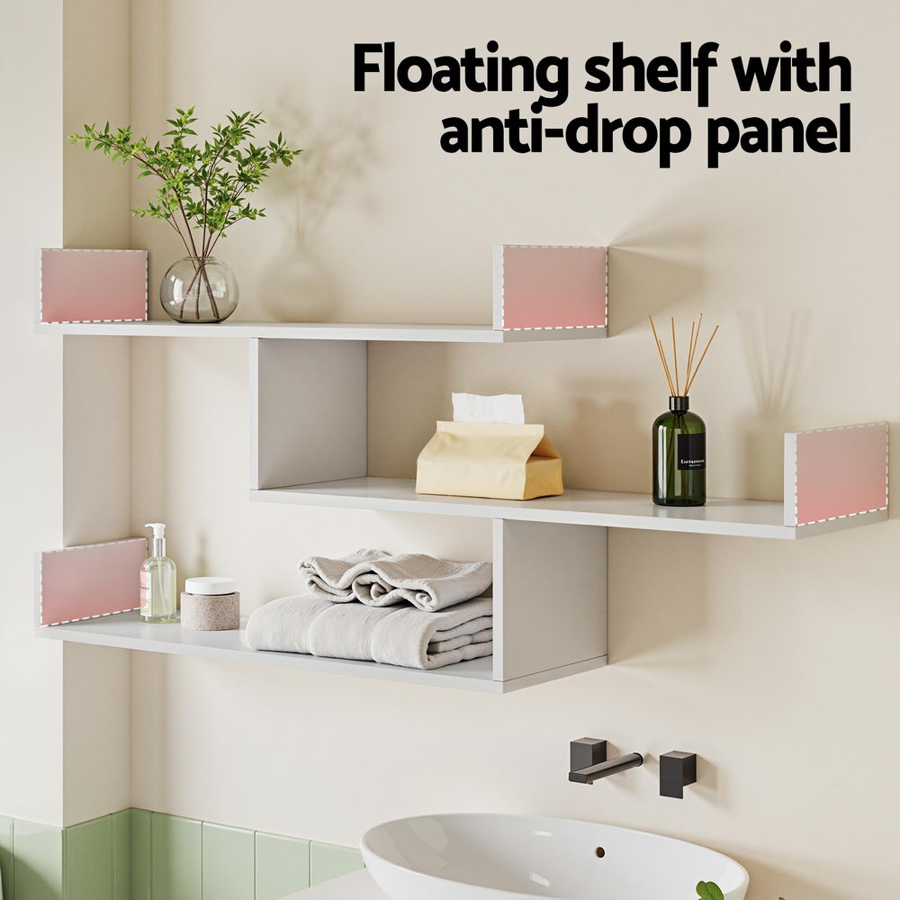 Artiss 3-Tier Floating Wall Shelf - White