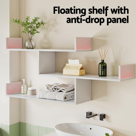 Artiss 3-Tier Floating Wall Shelf - White