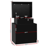 Empire Vale Lift Up Storage Bedside Table, Black