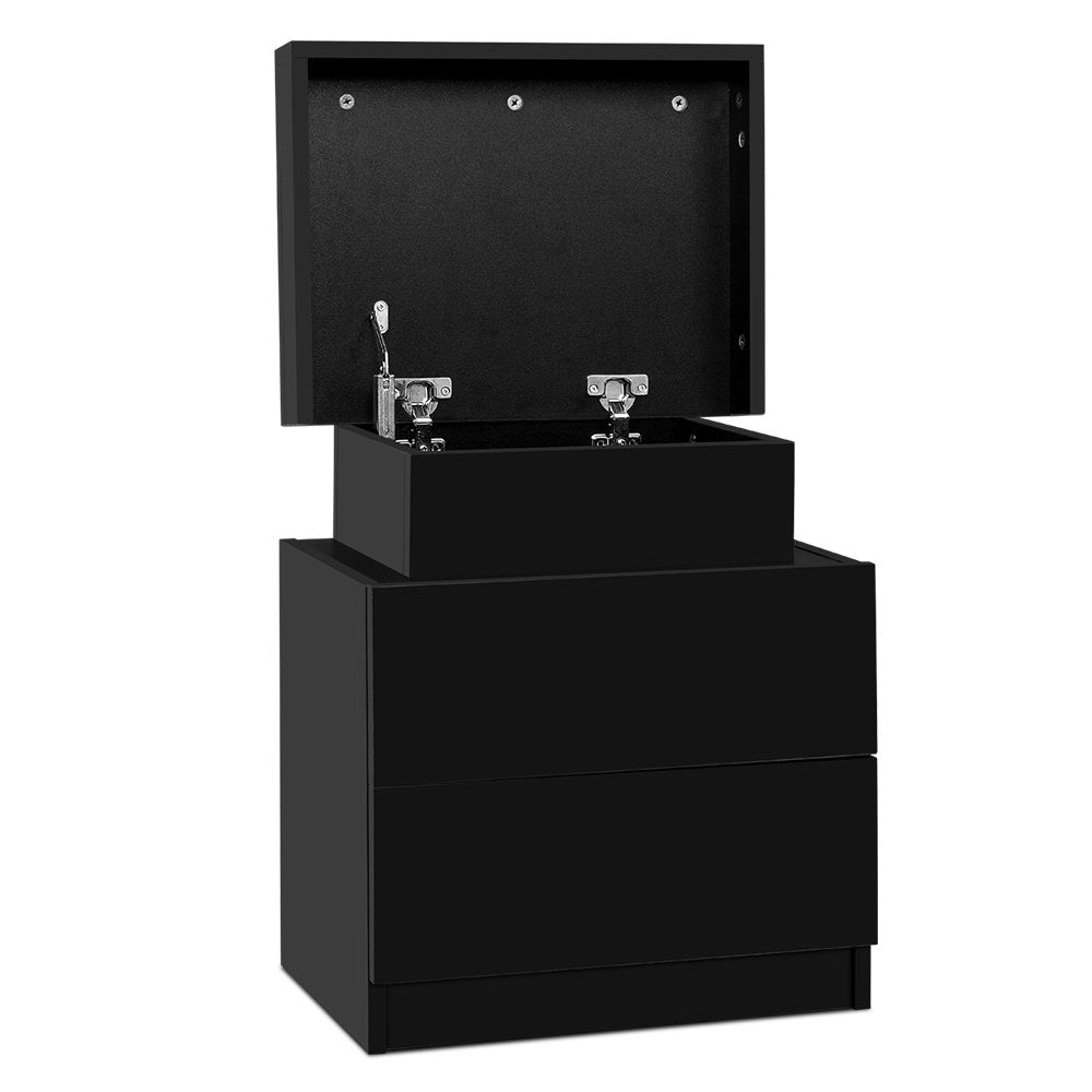 Empire Vale Lift Up Storage Bedside Table, Black