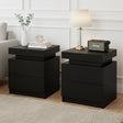 Empire Vale Lift Up Storage Bedside Table, Black 2pcs