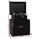 Empire Vale Lift Up Storage Bedside Table, Black 2pcs