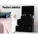 Empire Vale Lift Up Storage Bedside Table, Black 2pcs