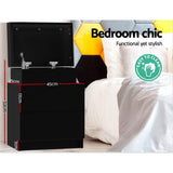 Empire Vale Lift Up Storage Bedside Table, Black 2pcs