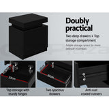 Empire Vale Lift Up Storage Bedside Table, Black 2pcs