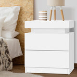 Artiss COLEY Bedside Table with 2 Drawers and Lift-Up Storage — White and Black — Allure Home Collections