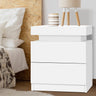 Artiss COLEY Bedside Table with 2 Drawers and Lift-Up Storage — White and Black — Allure Home Collections