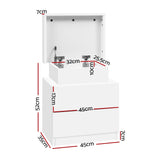 Empire Vale Lift Up Storage Bedside Table, White 2pcs