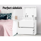 Empire Vale Lift Up Storage Bedside Table, White 2pcs