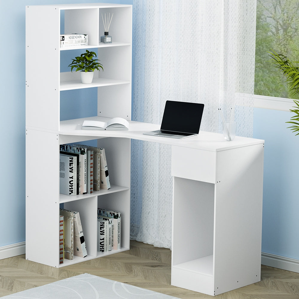 Artiss 120cm White Computer Desk with Bookshelf and Drawer — Allure Home Collections