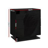 Tabulam LED 3 Drawer Bedside Table, Black
