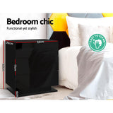 Tabulam LED 3 Drawer Bedside Table, Black