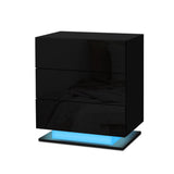Tabulam LED 3 Drawer Bedside Table, Black