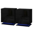 Tabulam LED 3 Drawer Bedside Table, Black 2pcs