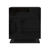 Tabulam LED 3 Drawer Bedside Table, Black 2pcs