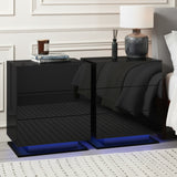 Tabulam LED 3 Drawer Bedside Table, Black 2pcs