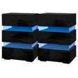 Casino LED 3 Drawer Bedside Table, Black 2pcs