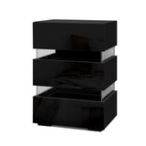 Casino LED 3 Drawer Bedside Table, Black 2pcs