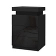 Main Arm LED Bedside Table 3 Drawers, Black