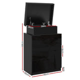Main Arm LED Bedside Table 3 Drawers, Black 2pcs