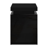Main Arm LED Bedside Table 3 Drawers, Black 2pcs