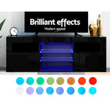 Artiss Bobi LED Entertainment Unit with Storage — Black or White, 160 x 35 x 60cm — Allure Home Collections