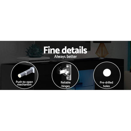 Artiss Bobi LED Entertainment Unit with Storage — Black or White, 160 x 35 x 60cm — Allure Home Collections