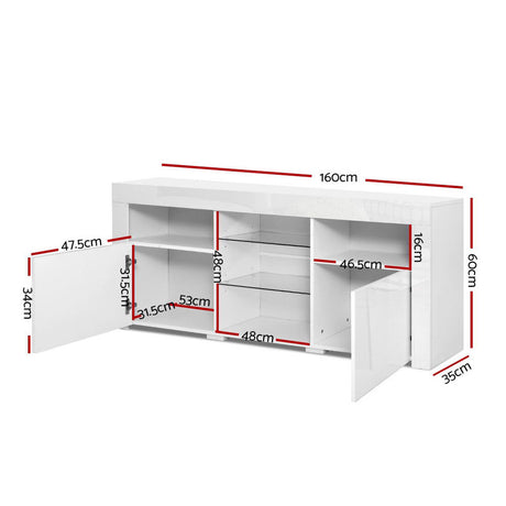 Artiss Bobi LED Entertainment Unit with Storage — Black or White, 160 x 35 x 60cm — Allure Home Collections