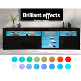 Artiss Bobi 180cm LED TV Cabinet — Black with RGB Lighting — Allure Home Collections