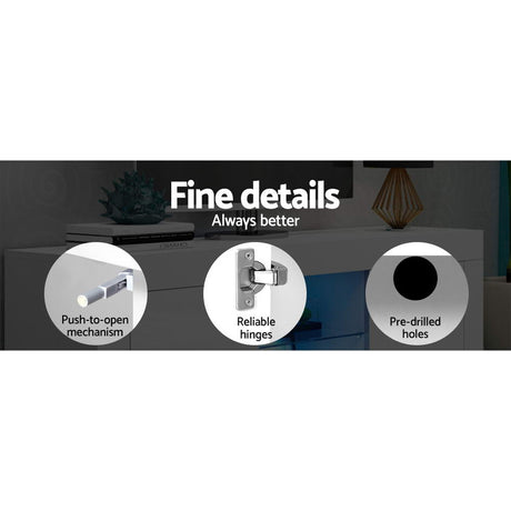 Artiss Bobi 180cm LED TV Cabinet — White with RGB Lighting — Allure Home Collections