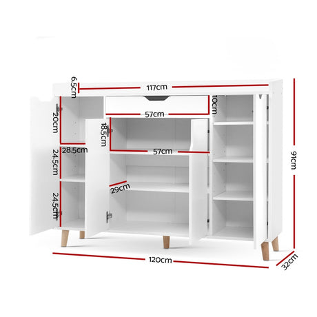 Artiss CISSY 26-Pair Adjustable White Shoe Rack Cabinet — Melamine Finish — Allure Home Collections