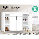 Artiss CISSY 26-Pair Adjustable White Shoe Rack Cabinet — Melamine Finish — Allure Home Collections