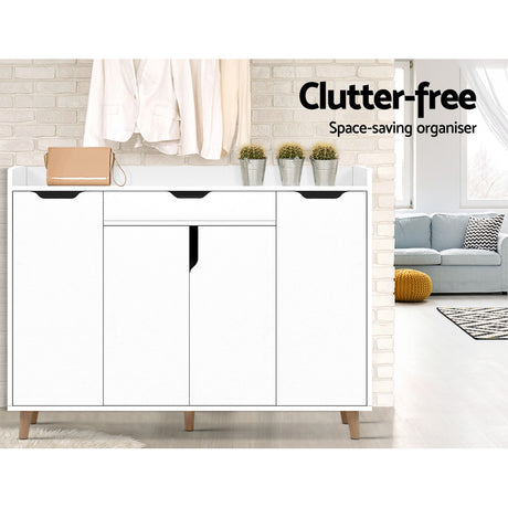 Artiss CISSY 26-Pair Adjustable White Shoe Rack Cabinet — Melamine Finish — Allure Home Collections